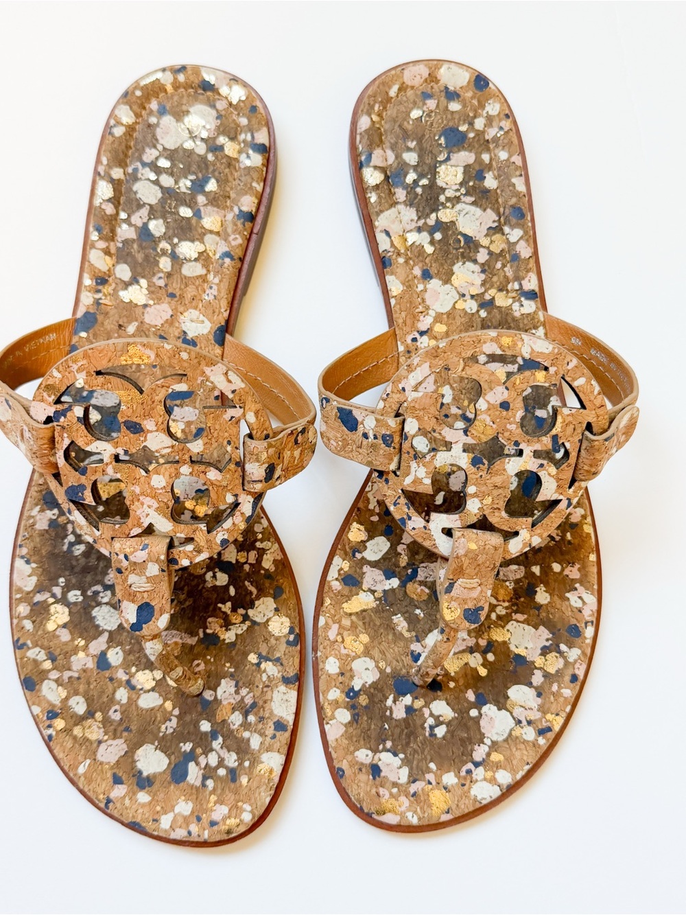 Tory Burch Brown Speckled Leather Miller Sandals size 9